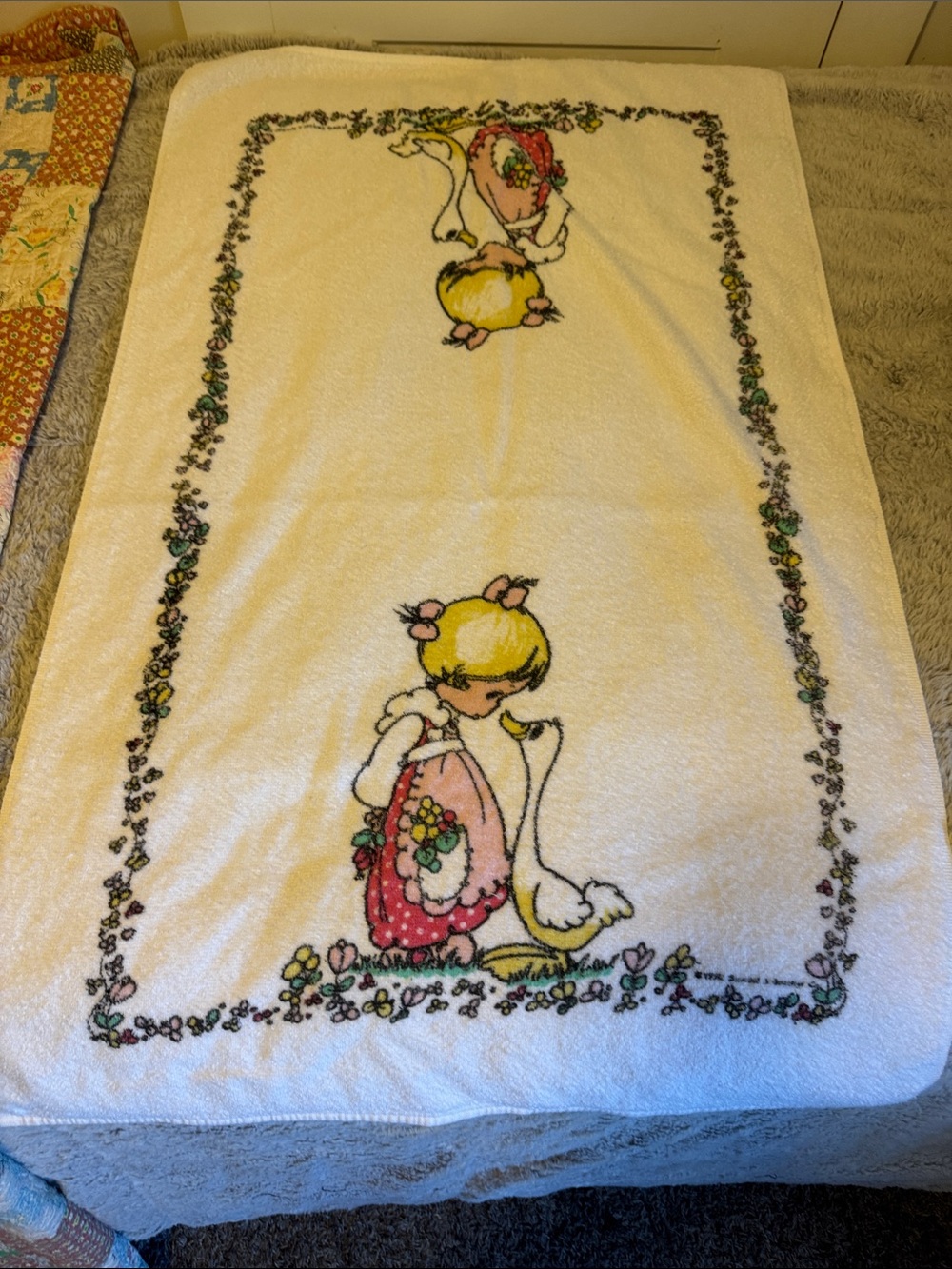 Vintage Precious Moments Goose Bath Towel